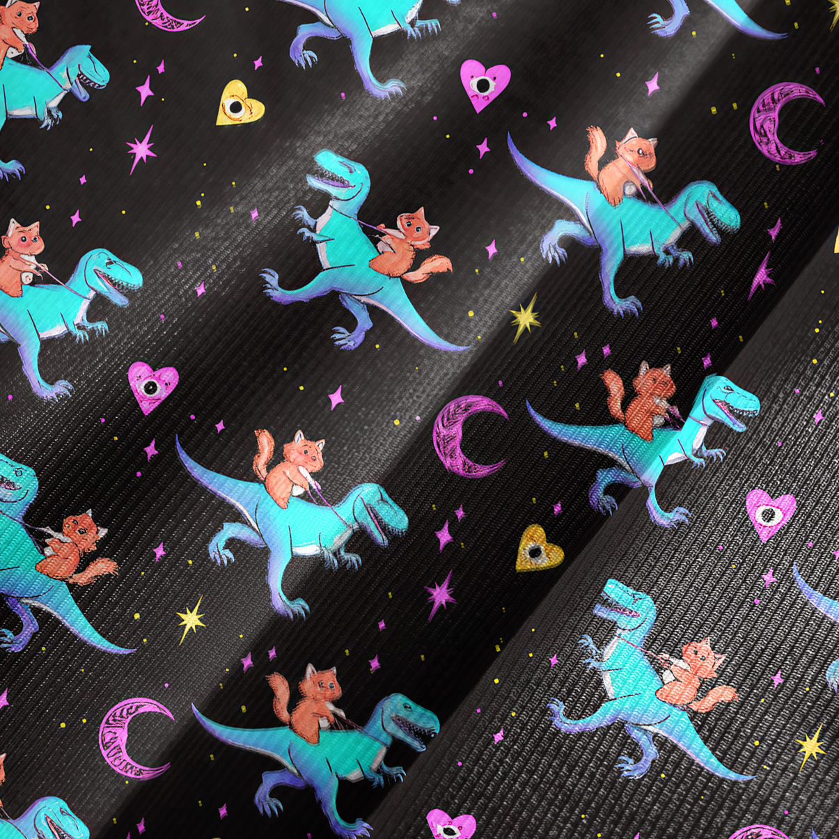 Purplehecate Witch Cat Rides the Dino Bell Sleeve Dress