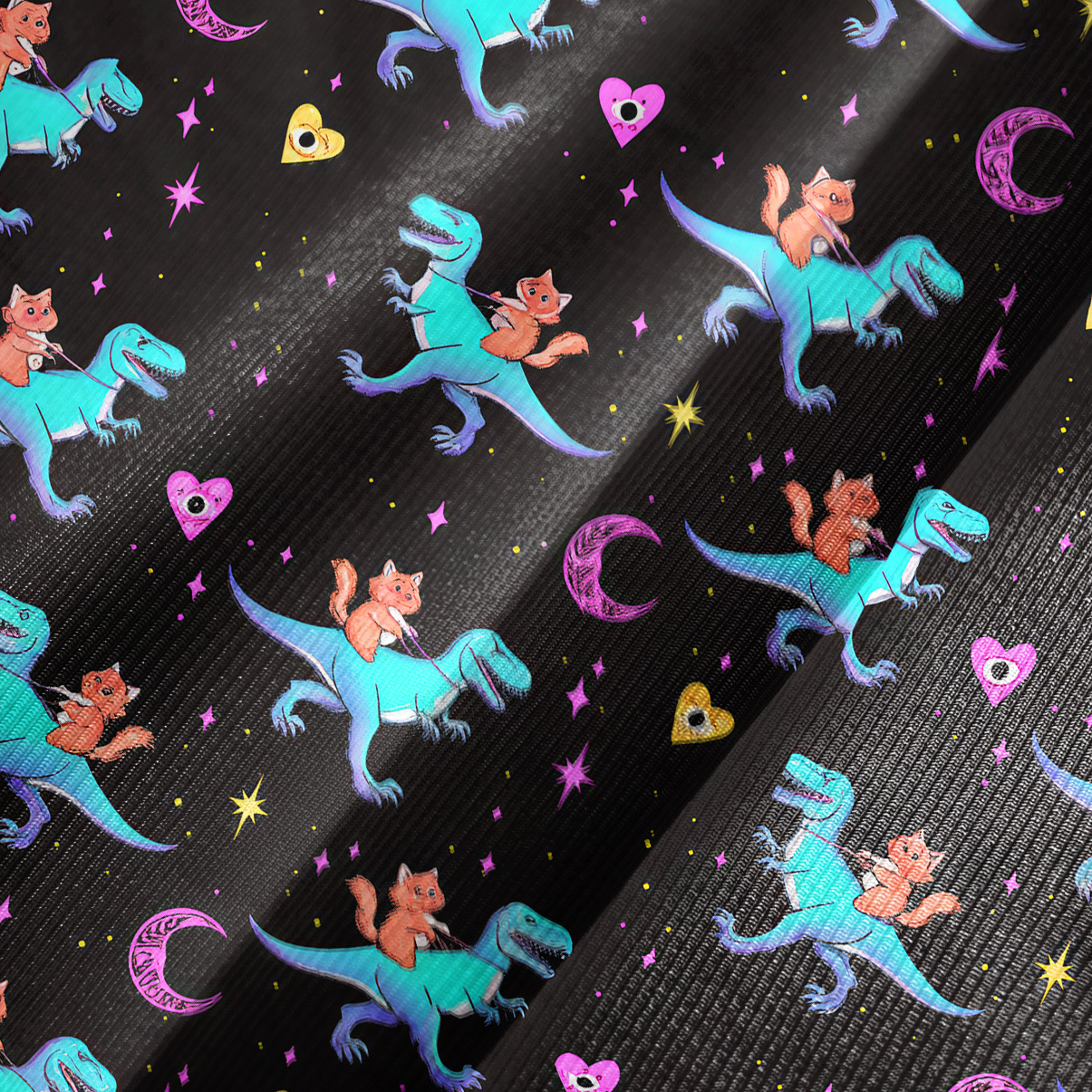 Purplehecate Witch Cat Rides the Dino Bell Sleeve Dress