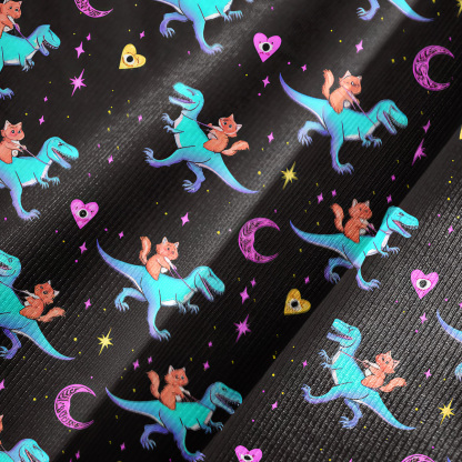 Purplehecate Witch Cat Rides the Dino Bell Sleeve Dress