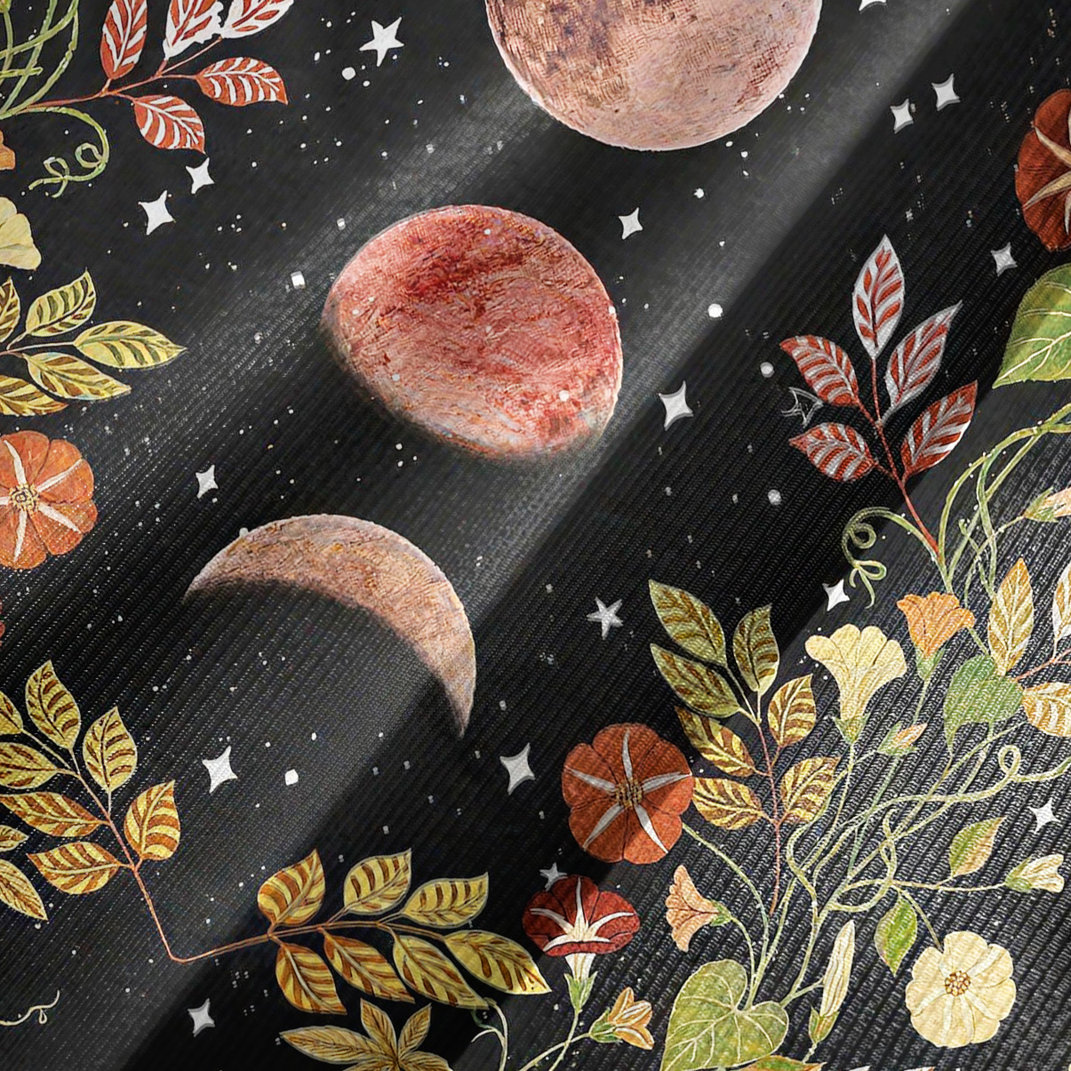 Purplehecate Moon Phase Floral Bell Sleeve Dress