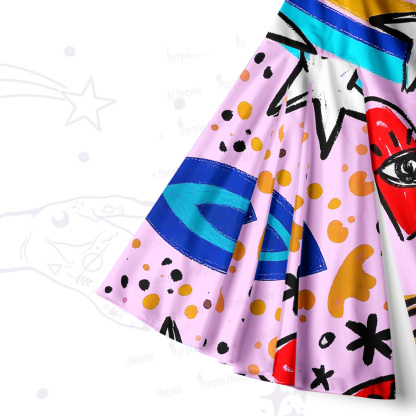 Purplehecate Cosmic Love Eyes Graffiti Bell Sleeve Dress