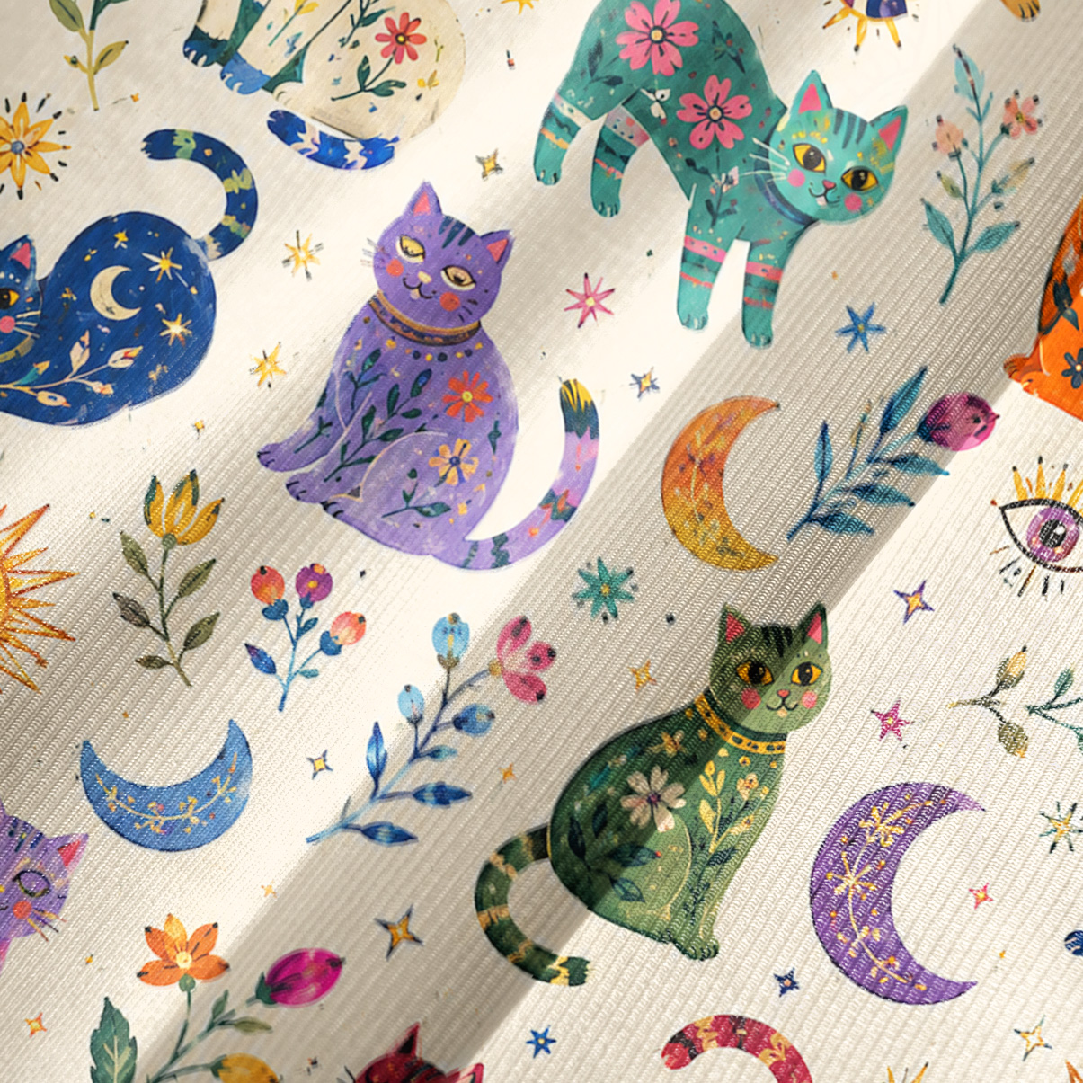 Purplehecate Rainbow Magic Cats Bell Sleeve Dress