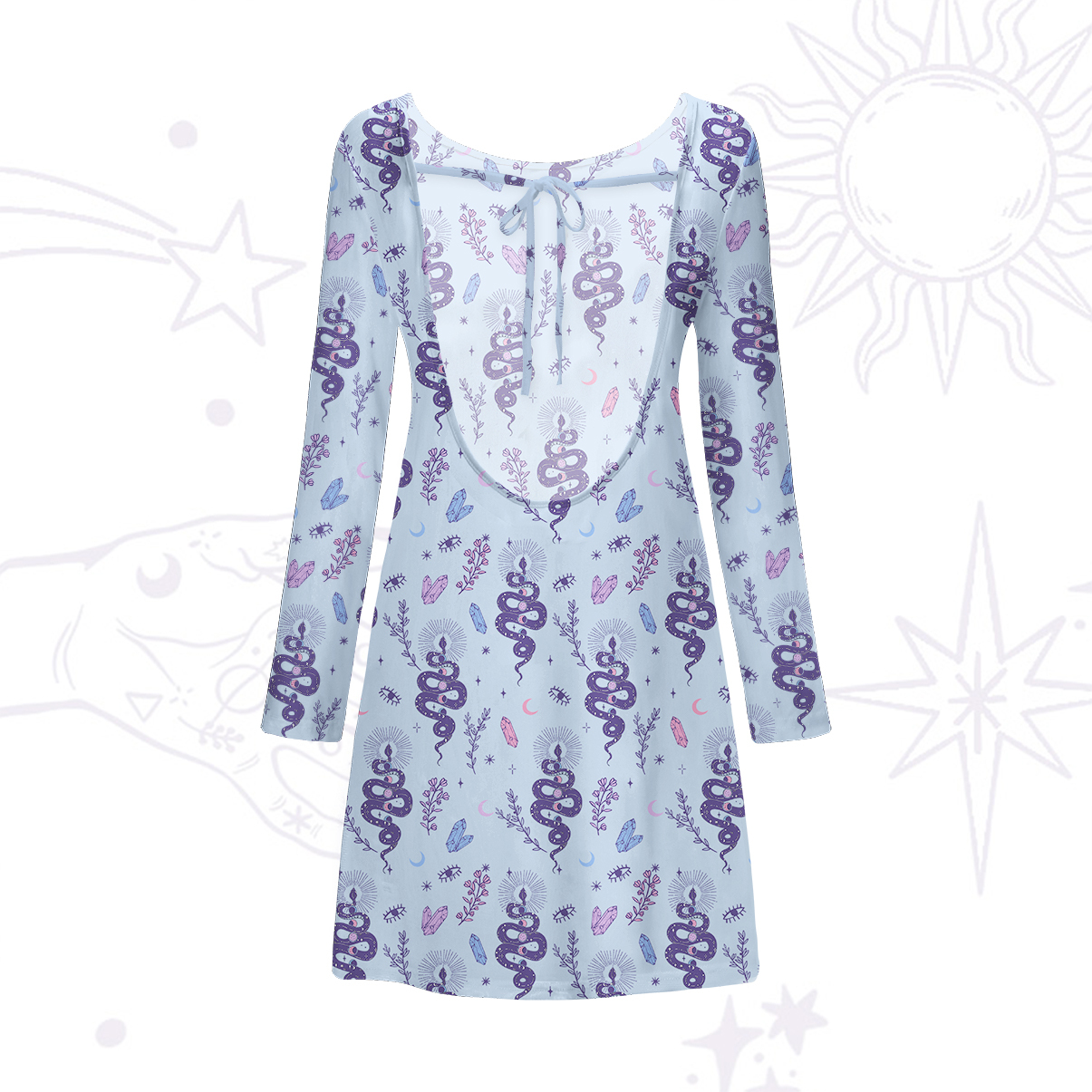 Purplehecate Snake And Moon Phase Comfort Beachwear Cover-Up Dress