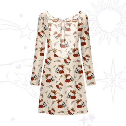 Purplehecate Flowers and Bones Beachwear Cover-Up Dress