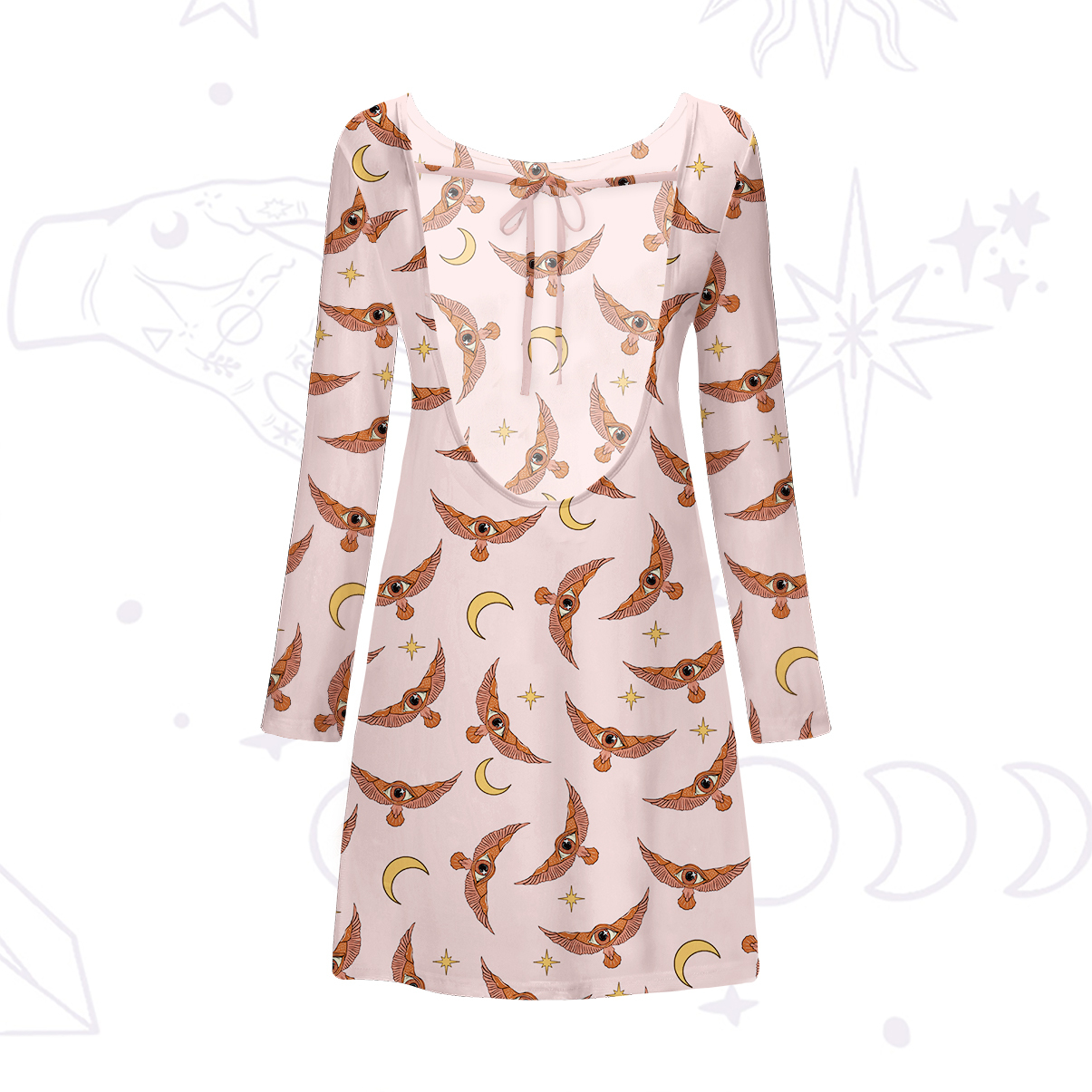 Purplehecate Moth and Moon Beachwear Cover-Up Dress