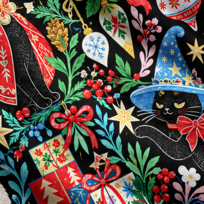 Purplehecate Enchanted Forest Christmas Gift Cats Ugly Cardigan Sweaters