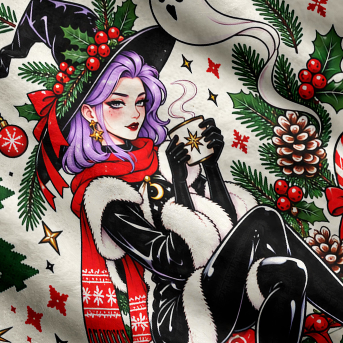 Purplehecate  Christmas Magic Girl Ugly Cardigan Sweaters