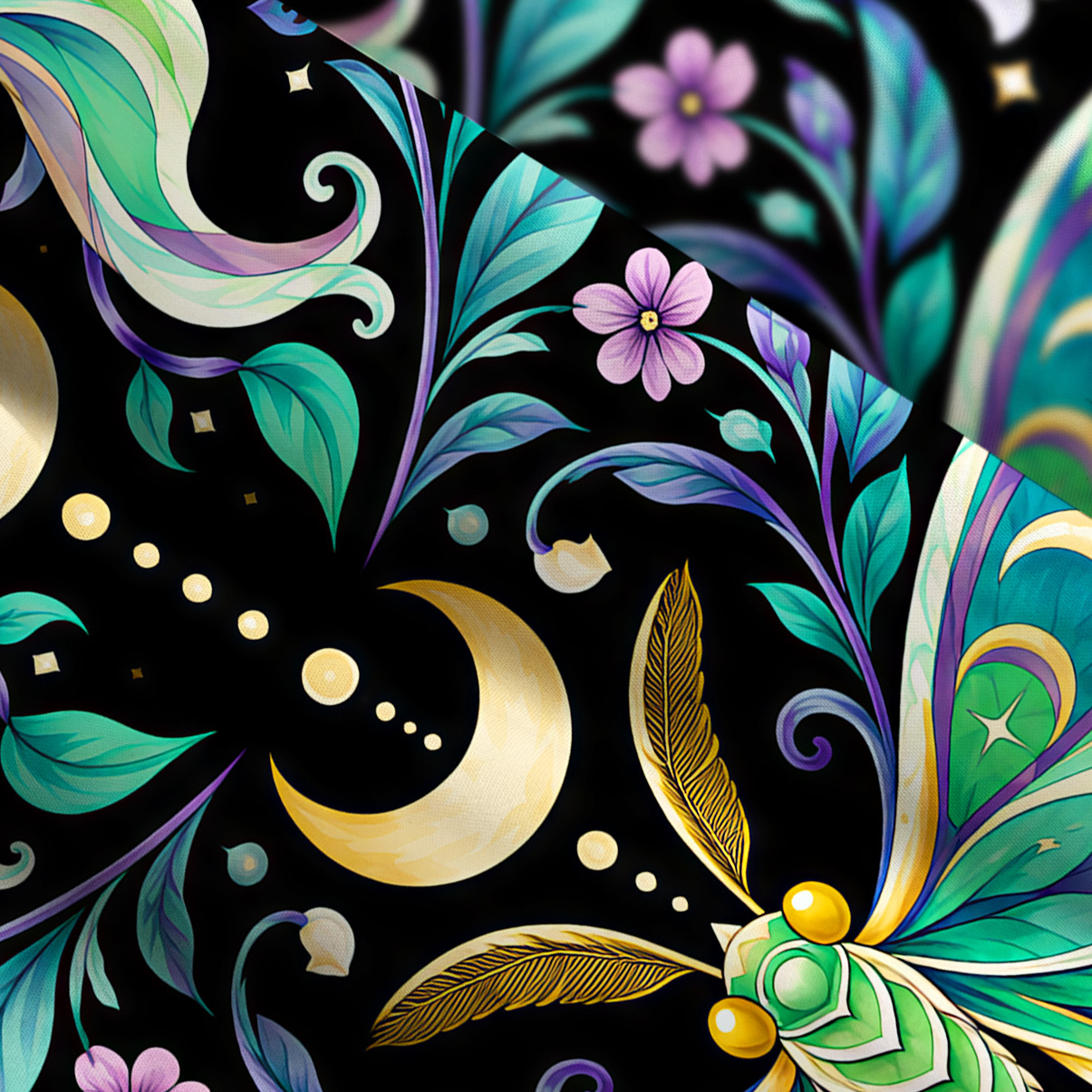Purplehecate Mystic Moth of the Night Wide Straps Maxi Dress