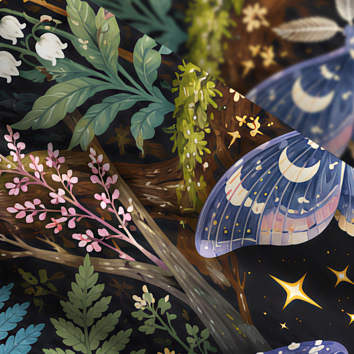 Purplehecate Enchanted Mushroom Grove Under the Moon Wide Straps Maxi Dress