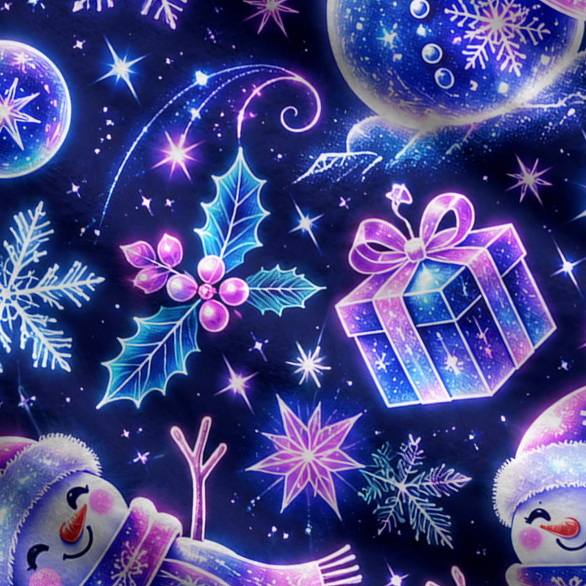 Purplehecate Starlit Snowman Christmas Story Ugly Cardigan Sweaters