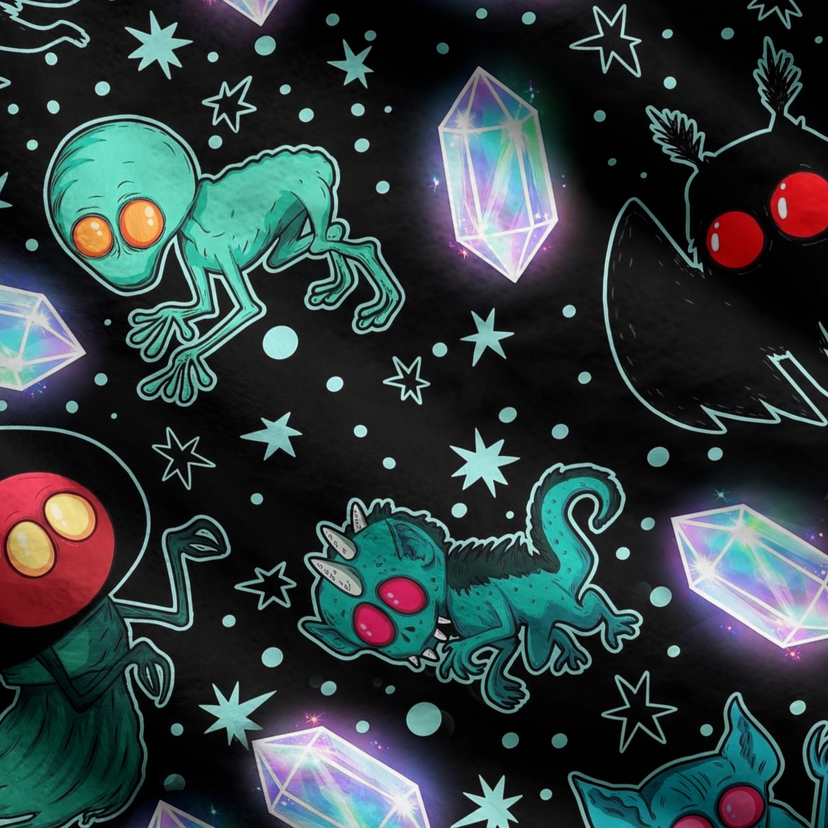 Purplehecate Dark Galaxy Creepy Mothman Ugly Cardigan Sweaters