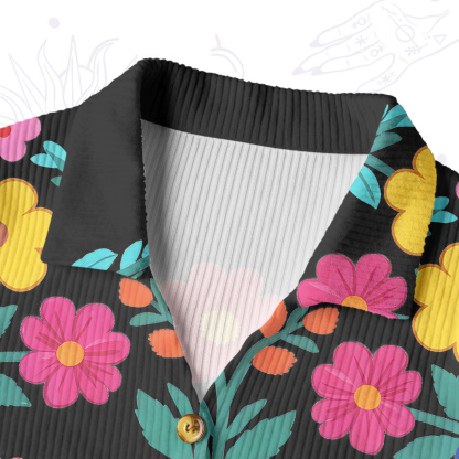 Purplehecate Folk Sun Garden Ribbed Knit Dress