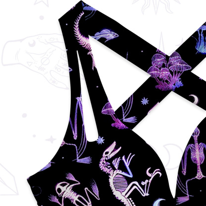 Purplehecate Neon Prehistoric Fantasy One-Piece Swimsuit