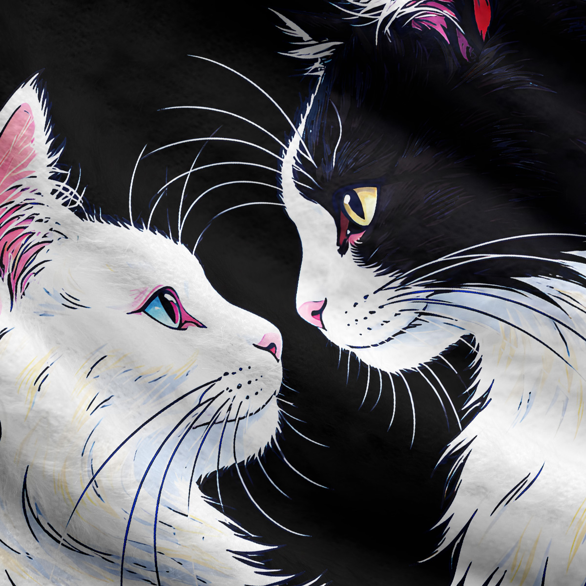Purplehecate Magical Black & White Guardian CatsUgly Cardigan Sweaters