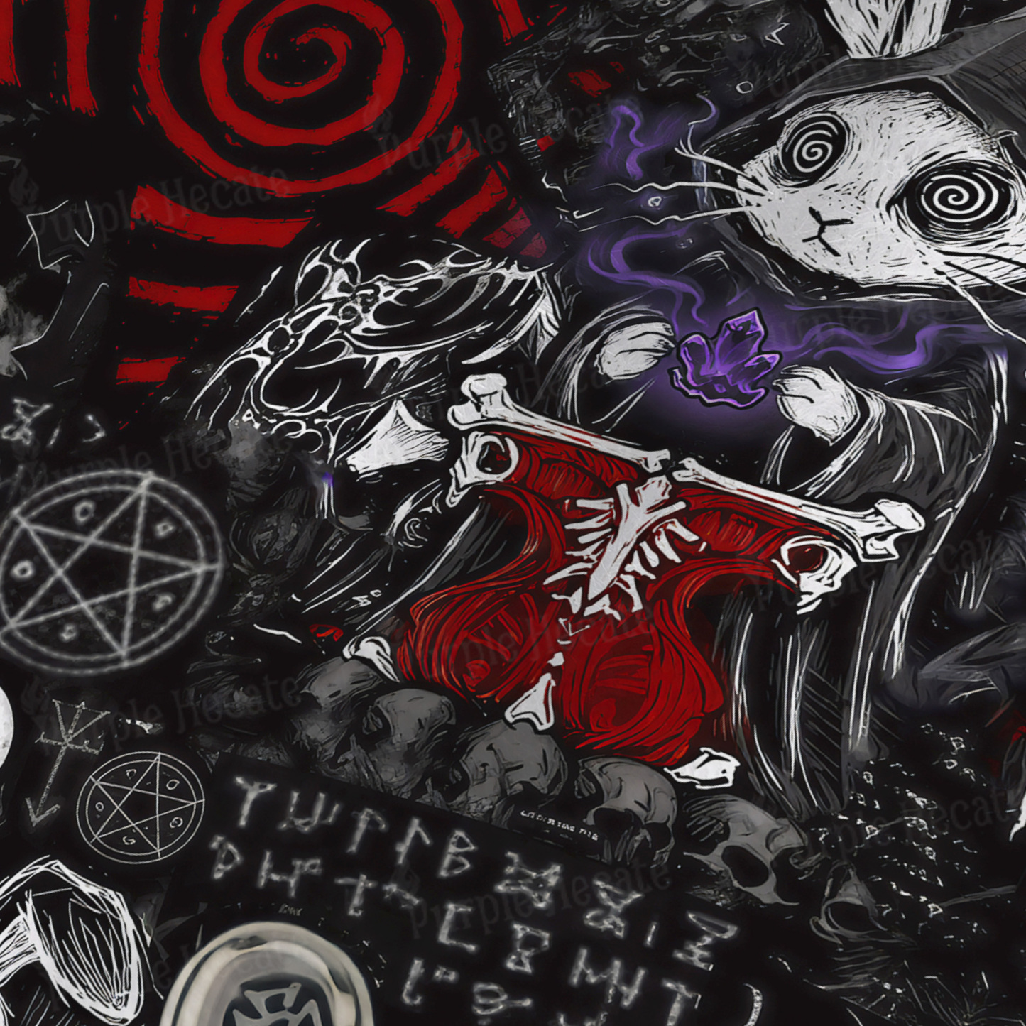 Purplehecate Gothic Cursed Bunny Ritual Fuzzy Knit Beanie