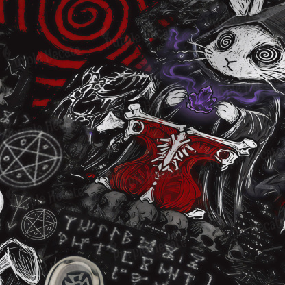Purplehecate Gothic Cursed Bunny Ritual Fuzzy Knit Beanie