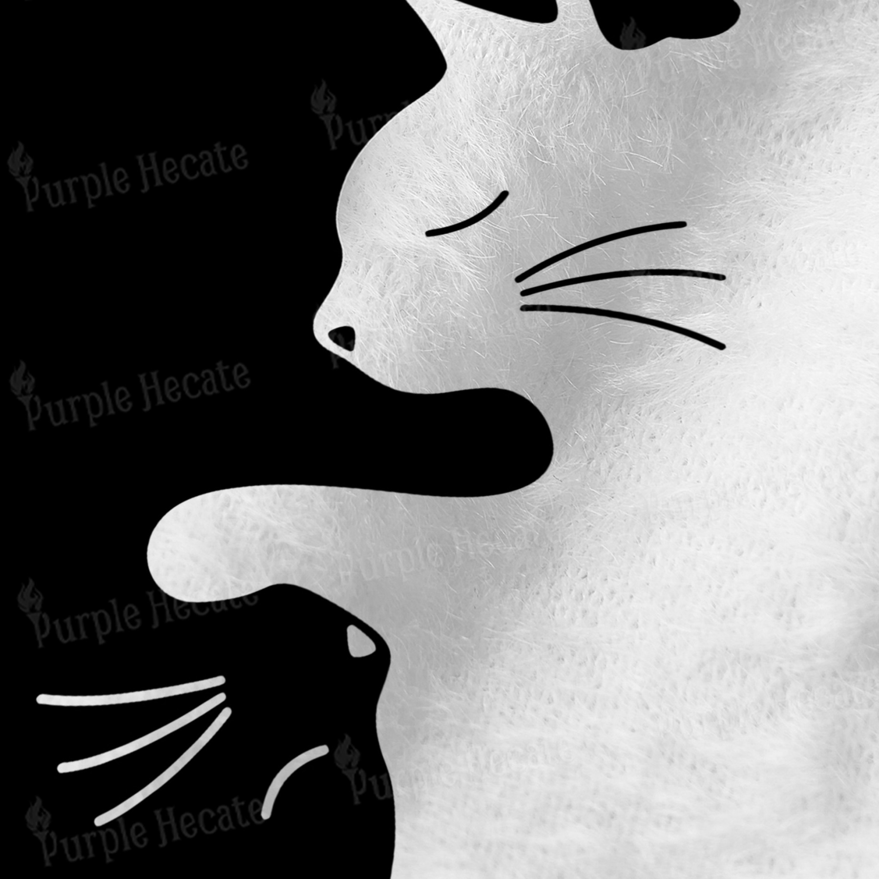 Purplehecate Yin Yang Cat Lover Fuzzy Knit Beanie