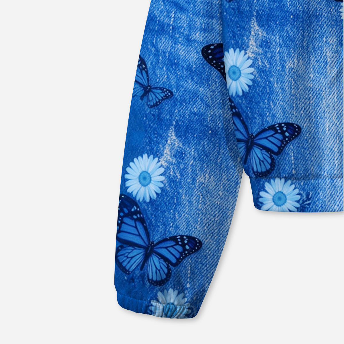 Purplehecate Blue Butterfly Daisy Dance All-Over Print Hoodie