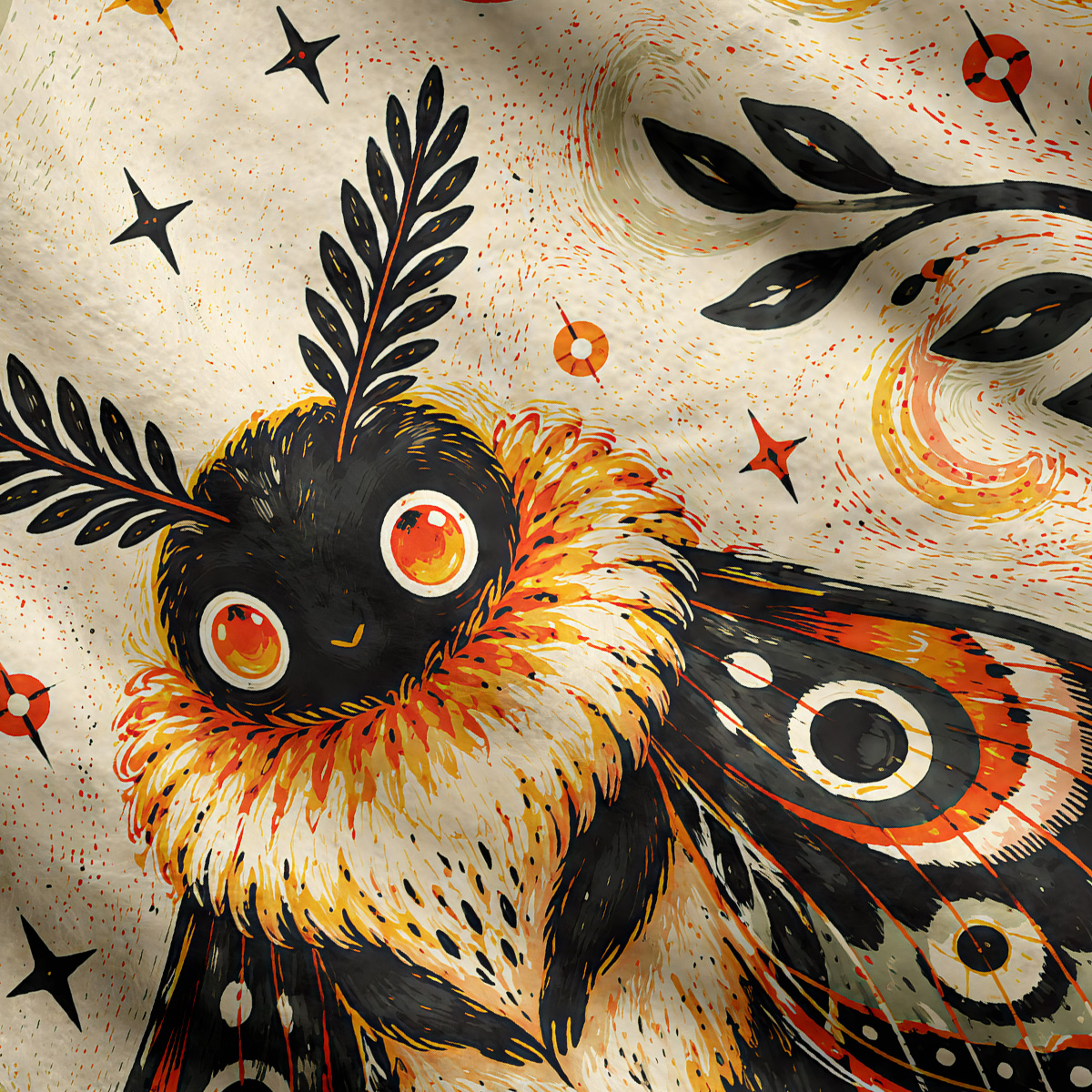 Purplehecate Autumn Moon Moth Guardian Graphic Ugly Cardigan Sweaters