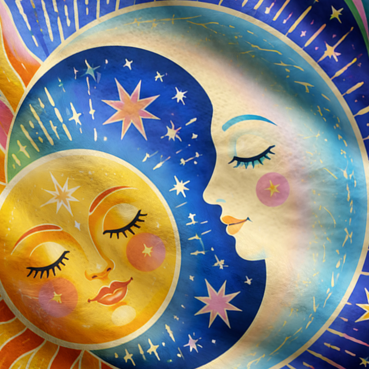 Purplehecate Cosmic Sun & Moon Lotus Ugly Cardigan Sweaters