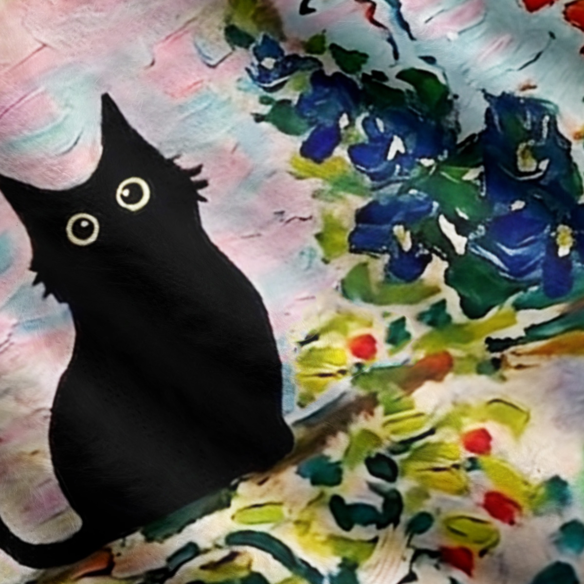 Purplehecate Spring Mystic Black Cat Painting Ugly Cardigan Sweaters