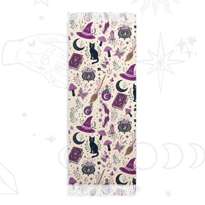 Purplehecate Witchcraft Spellbook Printed Fringe Scarf