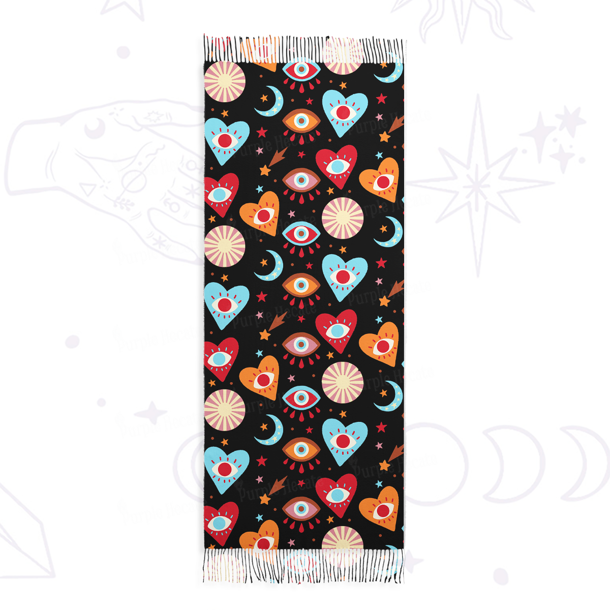 Purplehecate The Enchanted Eye of Love Printed Fringe Scarf