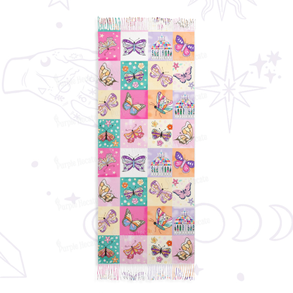 Purplehecate Dreamy Butterfly Garden Printed Fringe Scarf