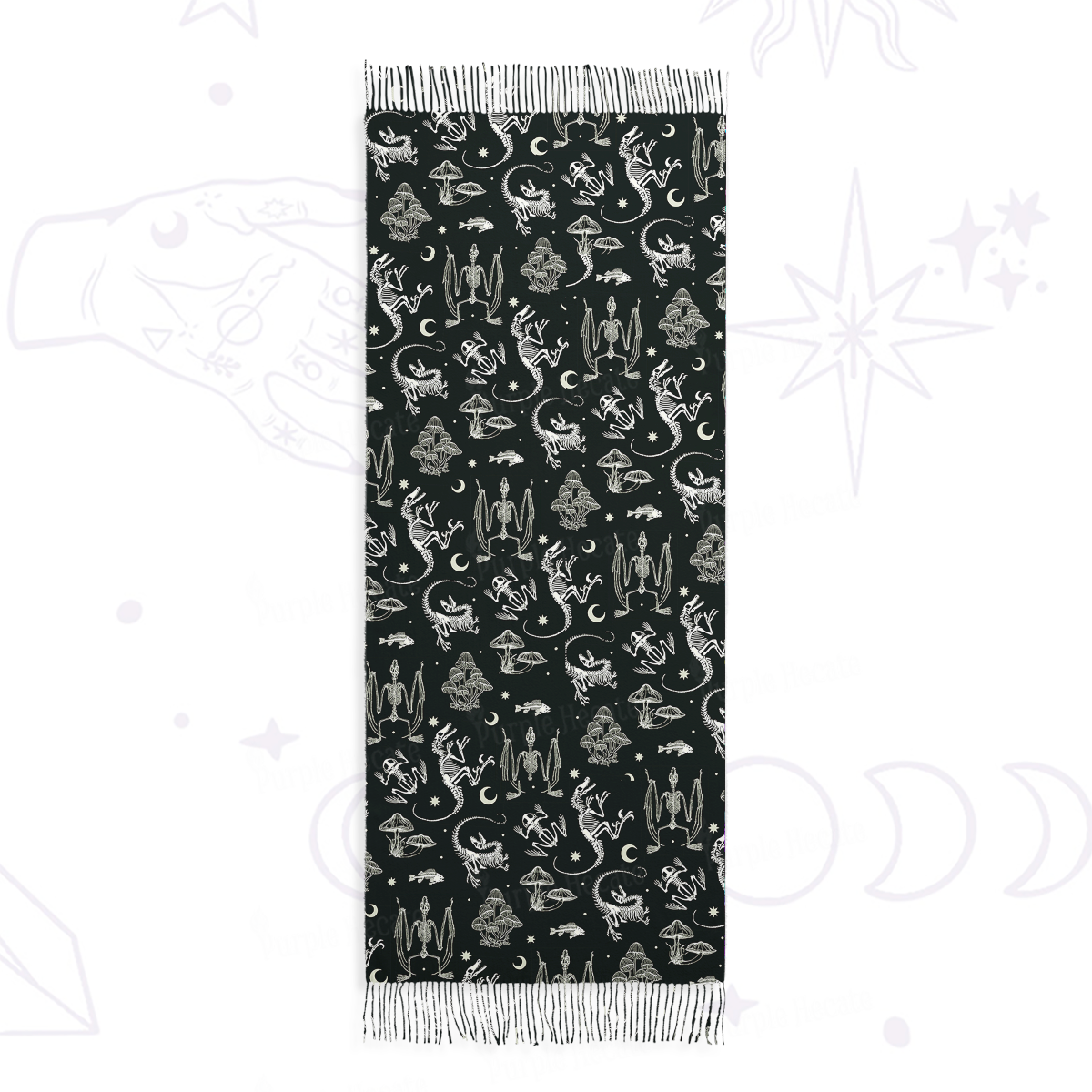 Purplehecate Prehistoric Fantasy Printed Fringe Scarf