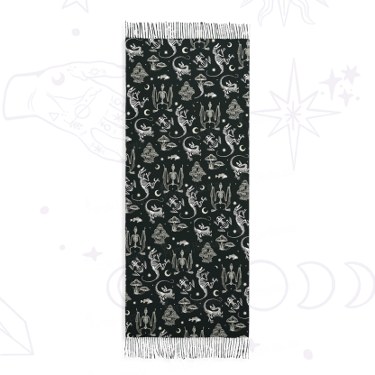 Purplehecate Prehistoric Fantasy Printed Fringe Scarf