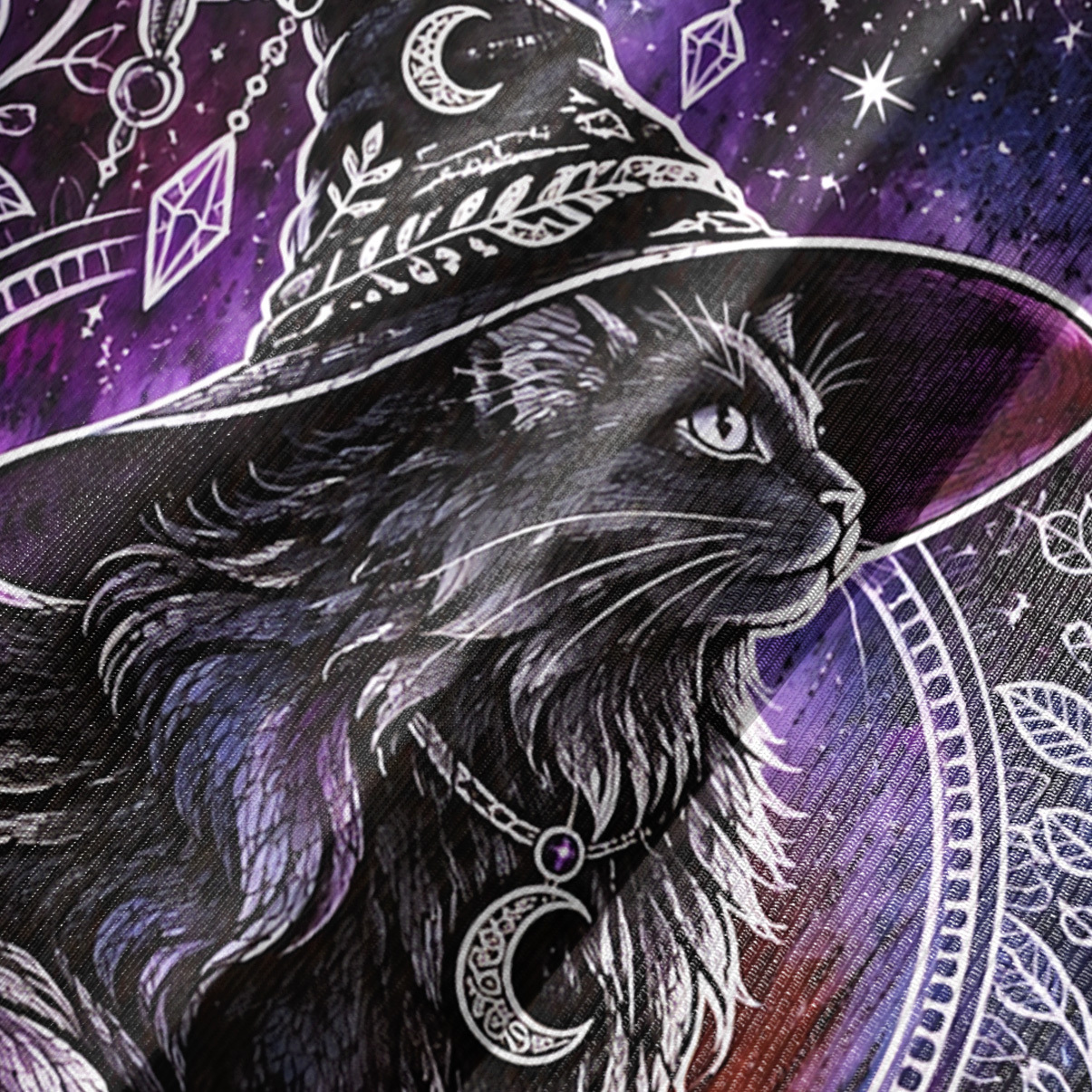 Purplehecate Moonlit Praying Cat Magic Bell Sleeve Dress