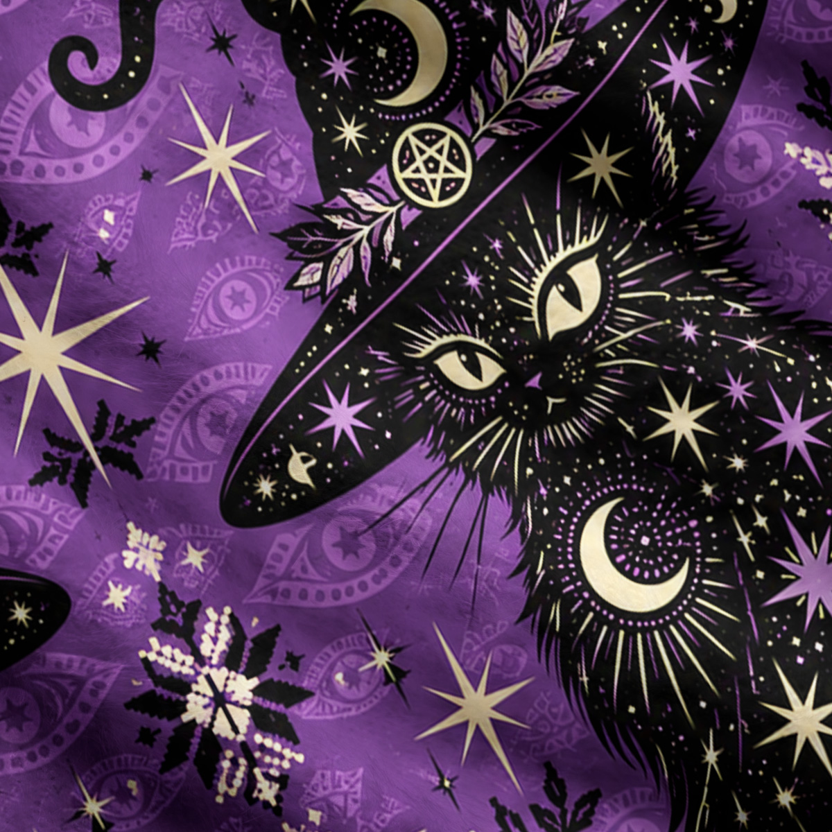 Purplehecate Midnight Sky Witch Cat Ugly Cardigan Sweaters