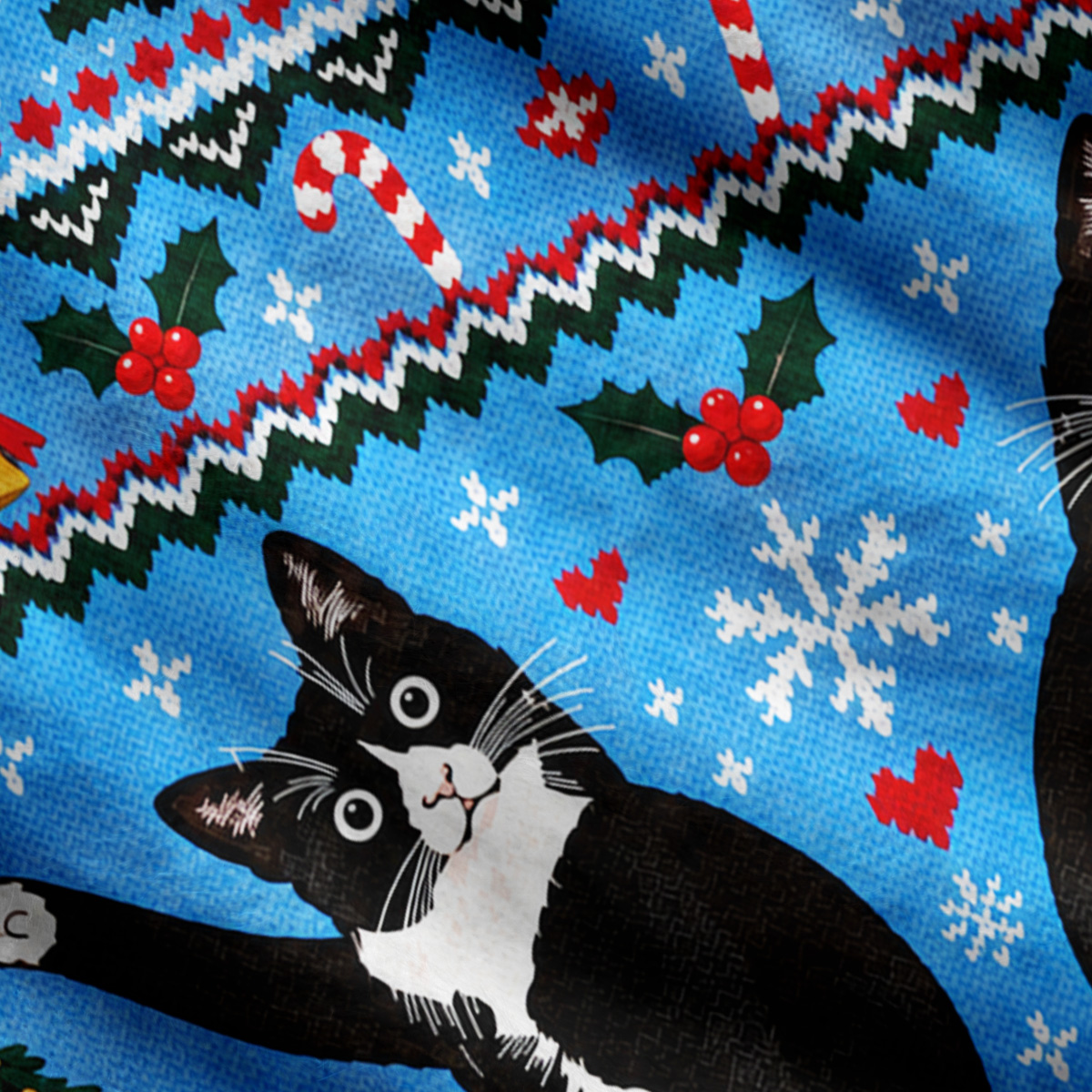 Purplehecate The Great Christmas Tree Cat-astrophe Ugly Cardigan Sweaters