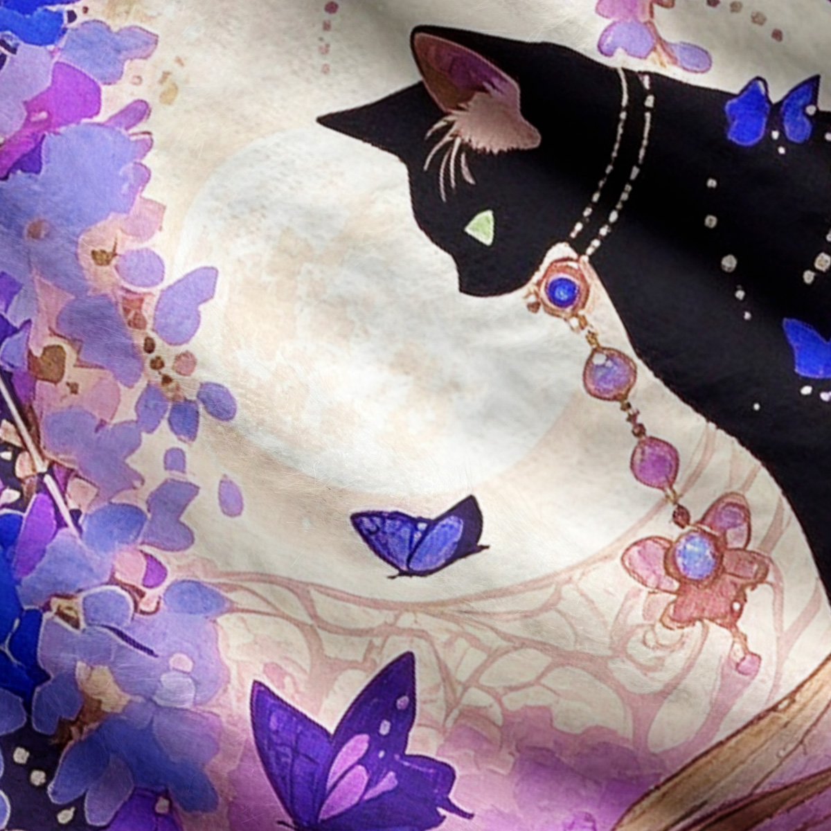 Purplehecate Mystic Cat in Wisteria Bloom Ugly Cardigan Sweaters