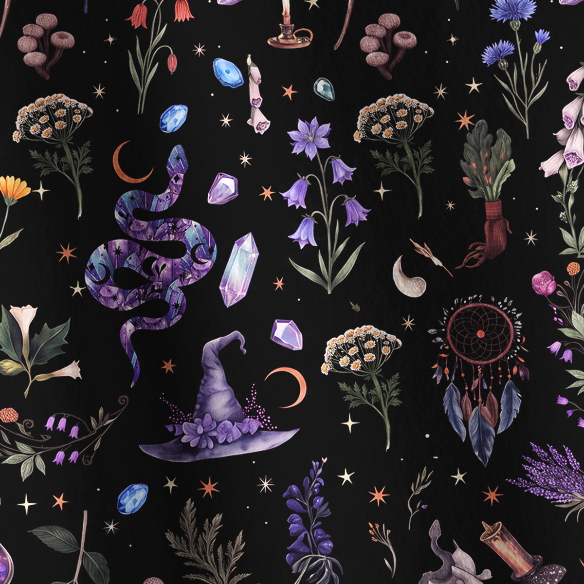 Purplehecate Witchcraft Herbarium Magic Full Zip Fleece Jacket