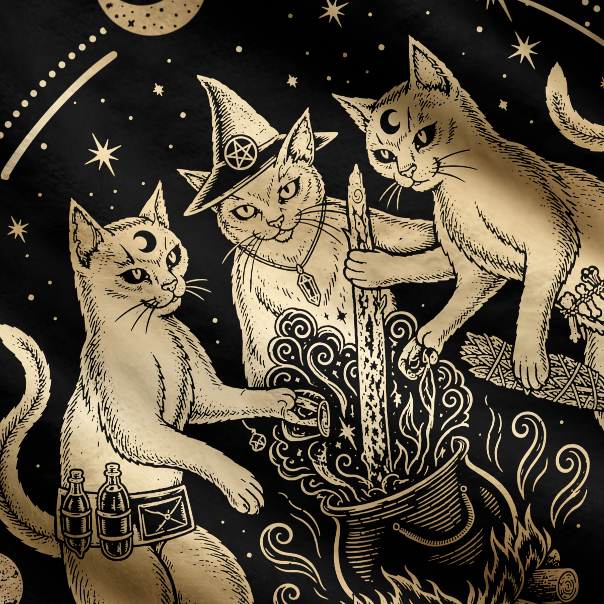 Purplehecate Witchy Cat Coven Ugly Cardigan Sweaters