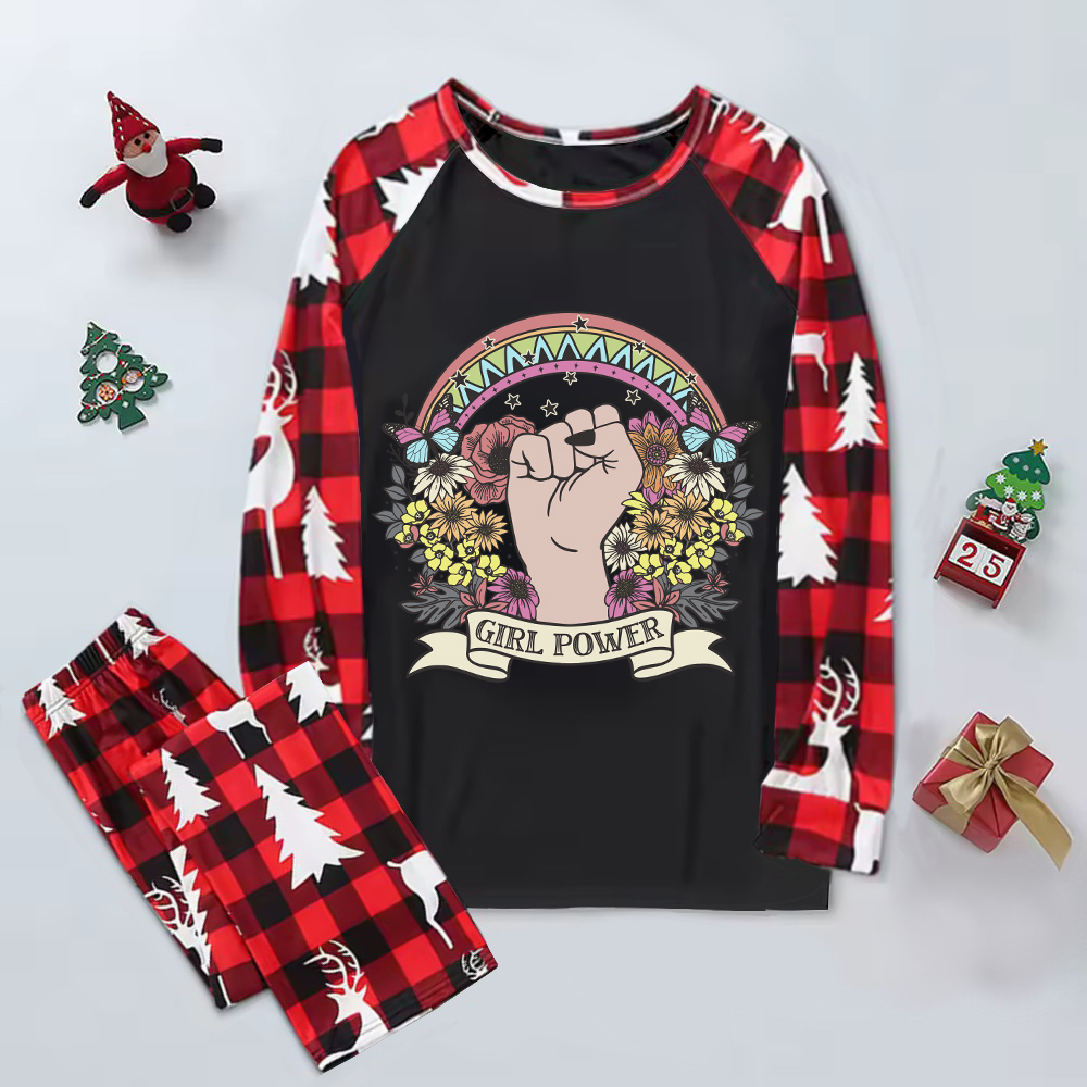 Purplehecate Girl Power Elk Christmas Pajamas