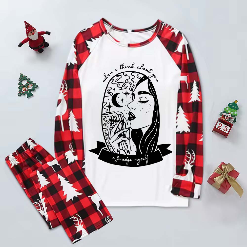 Purplehecate When I Think About You I Smudge Myself Elk Christmas Pajamas