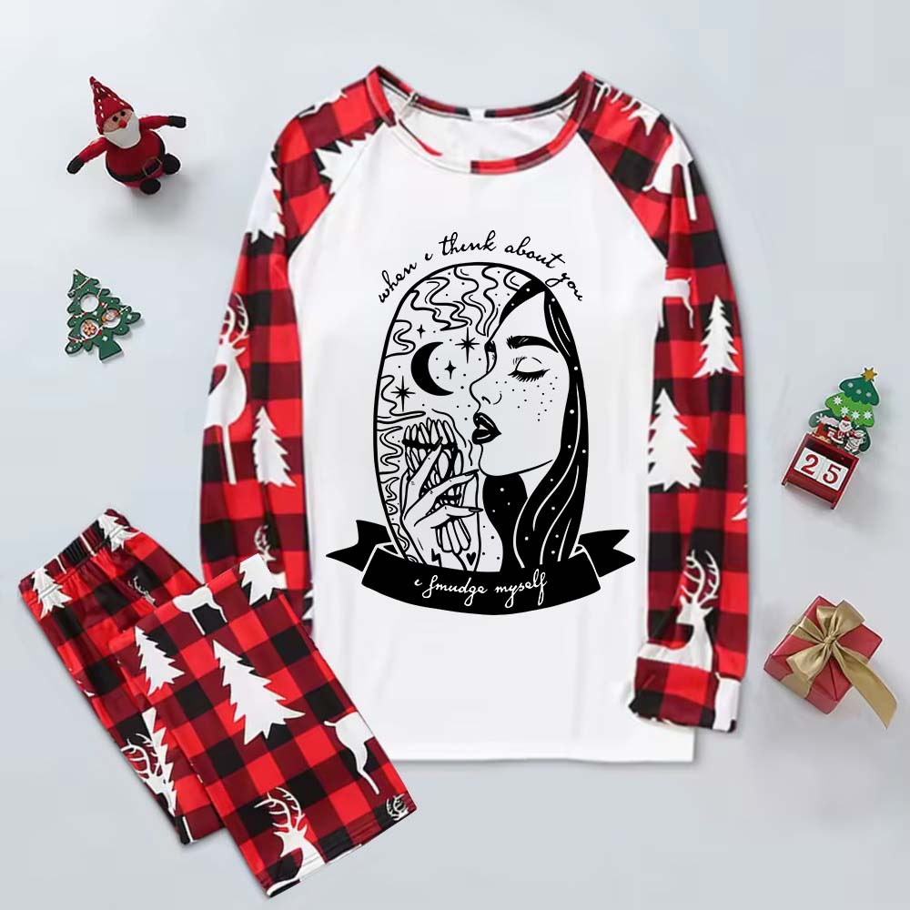 Purplehecate When I Think About You I Smudge Myself Elk Christmas Pajamas