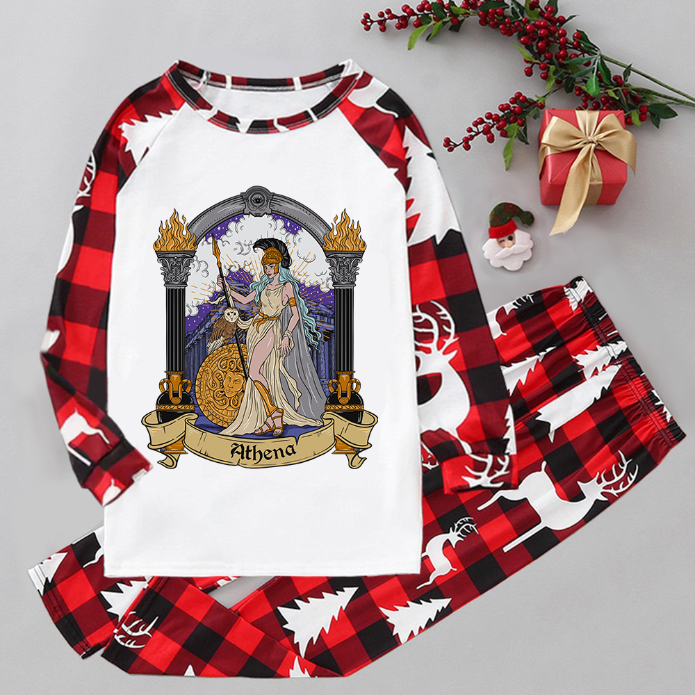Purplehecate The Wise Goddess Athena Elk Christmas Pajamas