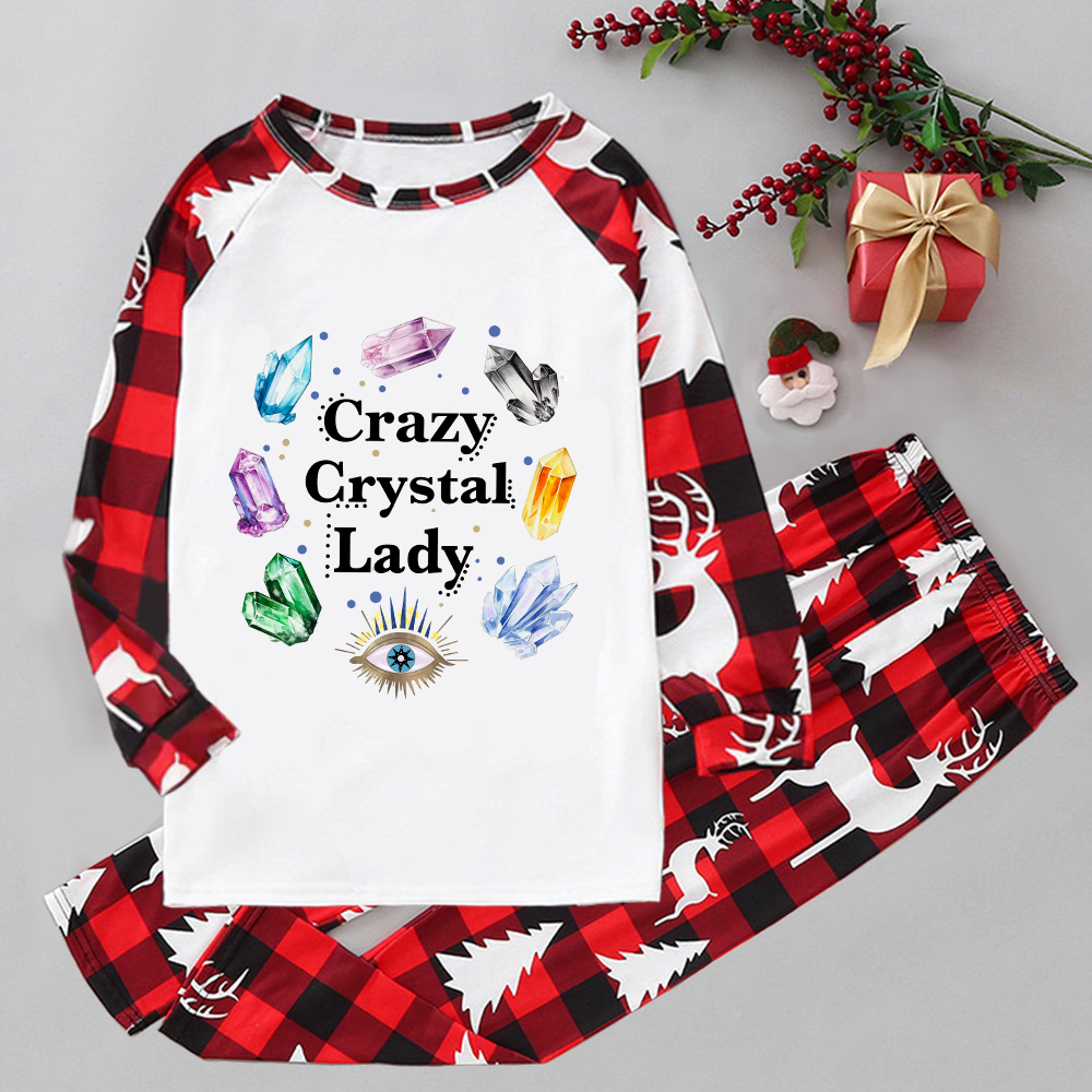 Purplehecate Crazy Crystal Lady Elk Christmas Pajamas