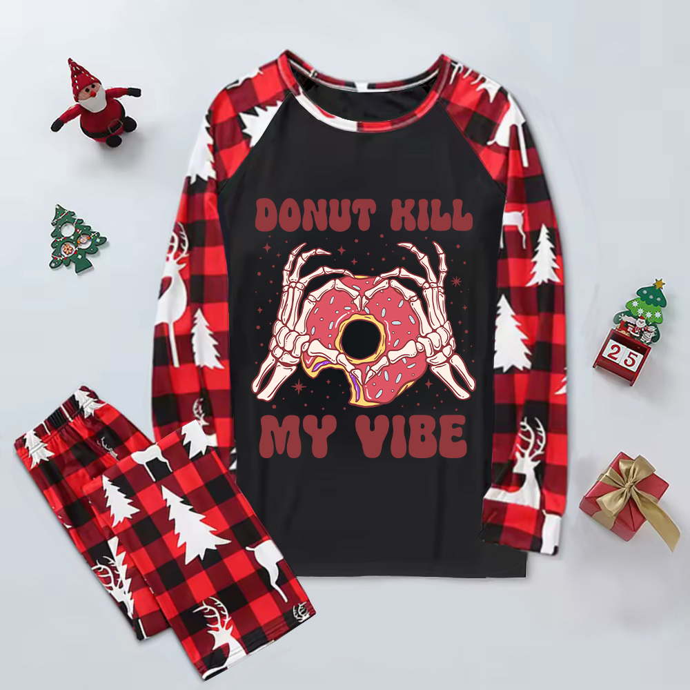 Purplehecate Donut Kill My Vibe Elk Christmas Pajamas