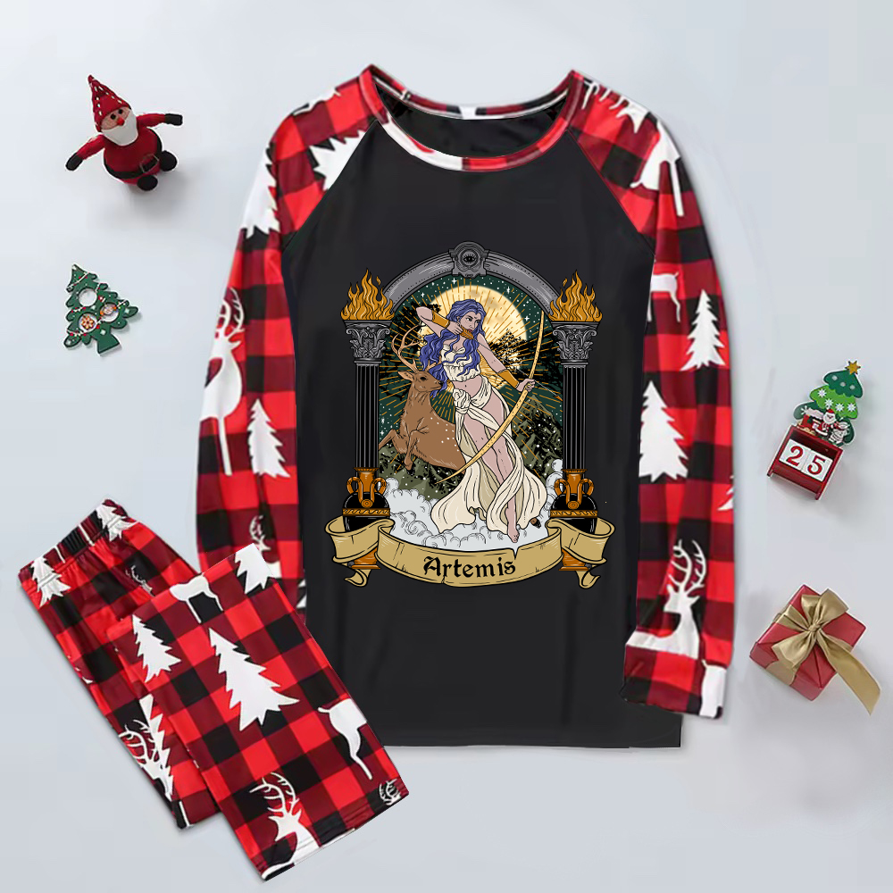 Purplehecate The Huntress Goddess Artemis Elk Christmas Pajamas