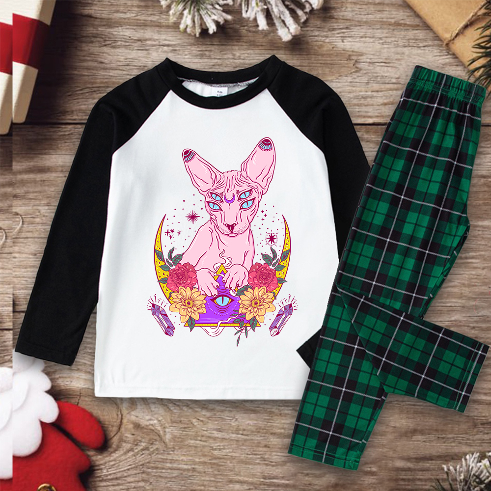 Purplehecate Moon Phase Cat Christmas Pajamas