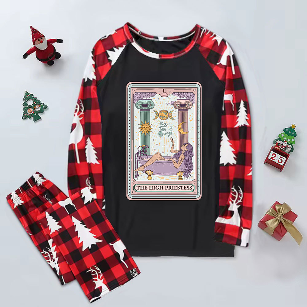 Purplehecate The High Priestess Tarot Elk Christmas Pajamas