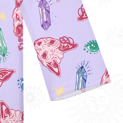 Purplehecate Crystal Cat Skull Beachwear Cover-Up Dress