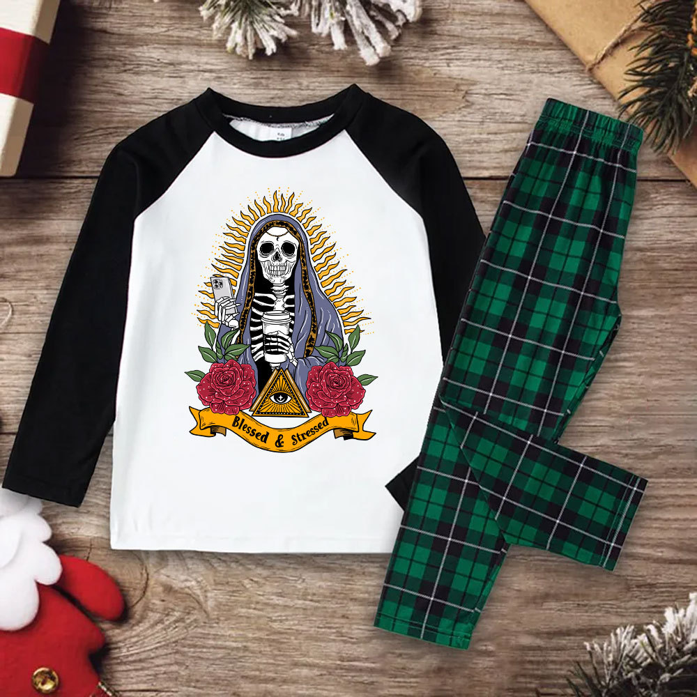 Purplehecate Blessed And Stressed Christmas Pajamas