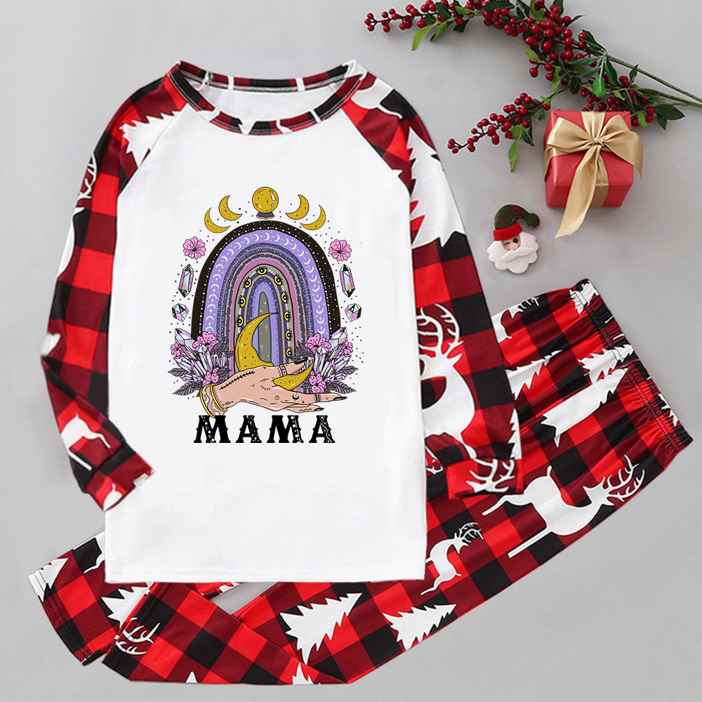 Purplehecate Gothic Mama Rainbow Elk Christmas Pajamas