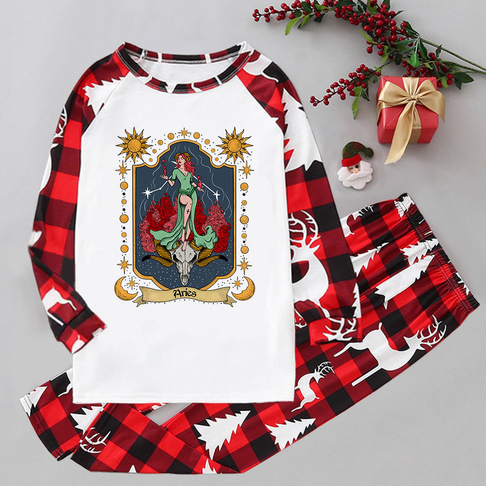 Purplehecate Aries Zodiac Elk Christmas Pajamas