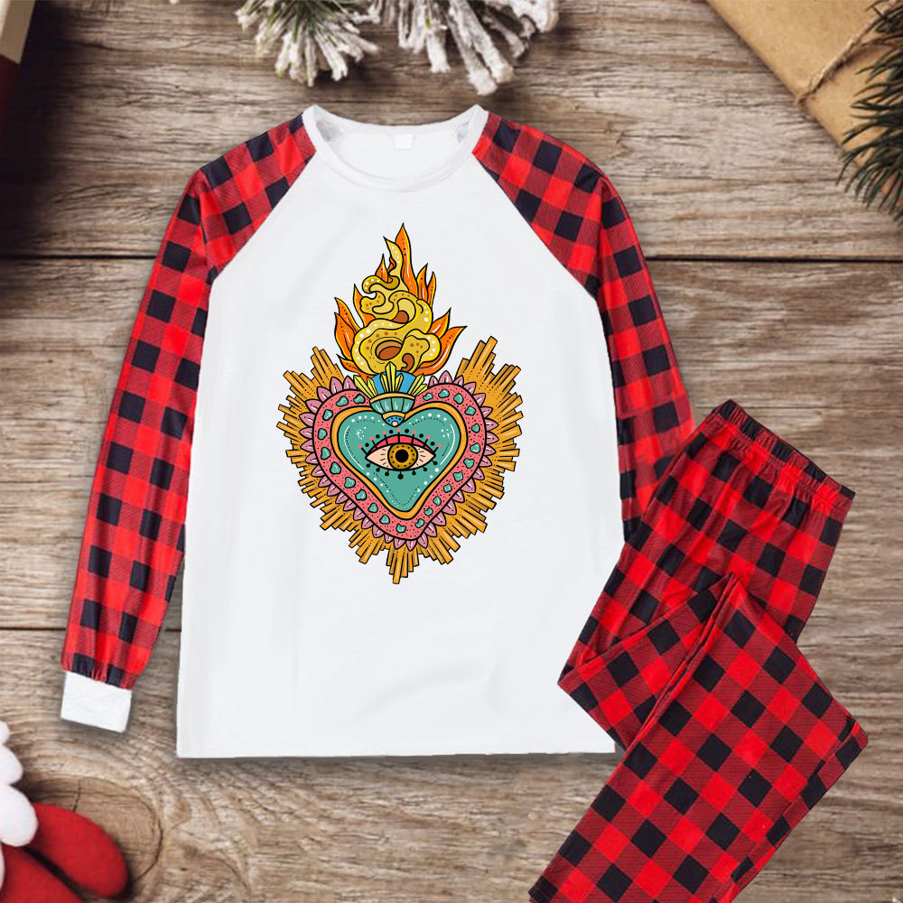 Purplehecate Rainbow Sacred Heart Christmas Pajamas